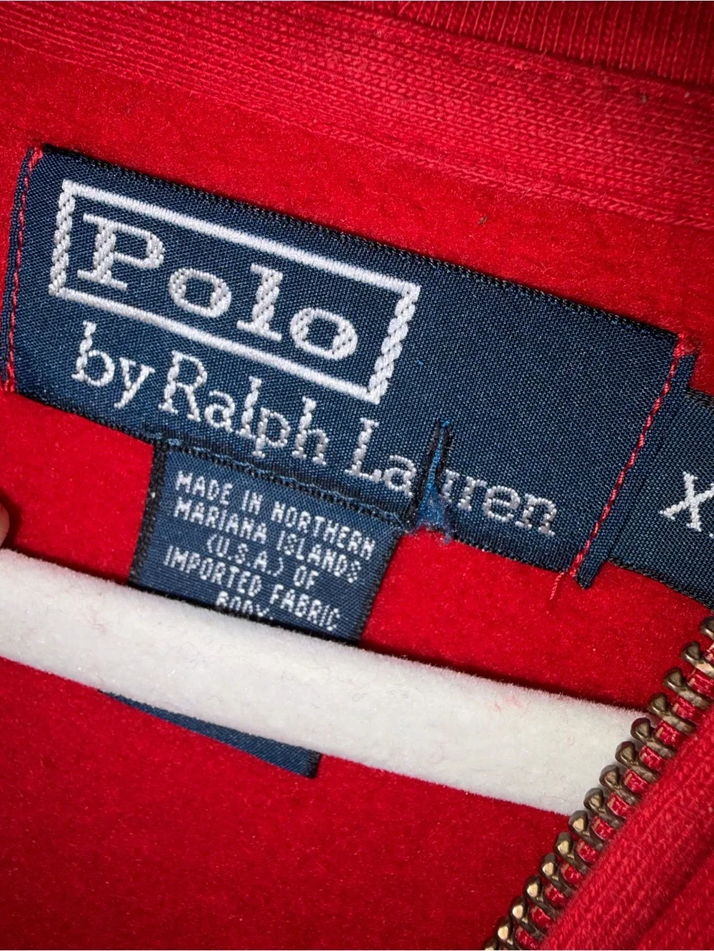 Polo By Ralph Lauren Designer Full Zip Red Hoodie Sweatshirt/ Sweater size XL